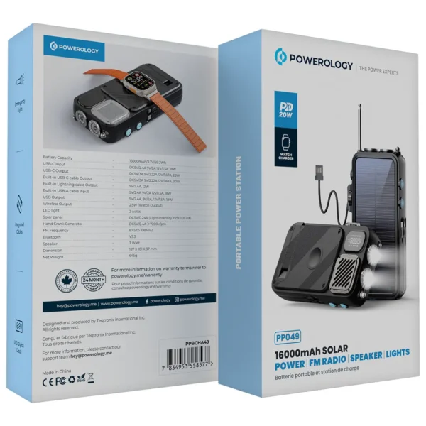 Alternative view of پاوربانک خورشیدی 16000 و اسپیکر بلوتوث Powerology 16000mAh Solar PP049 توان 20 وات