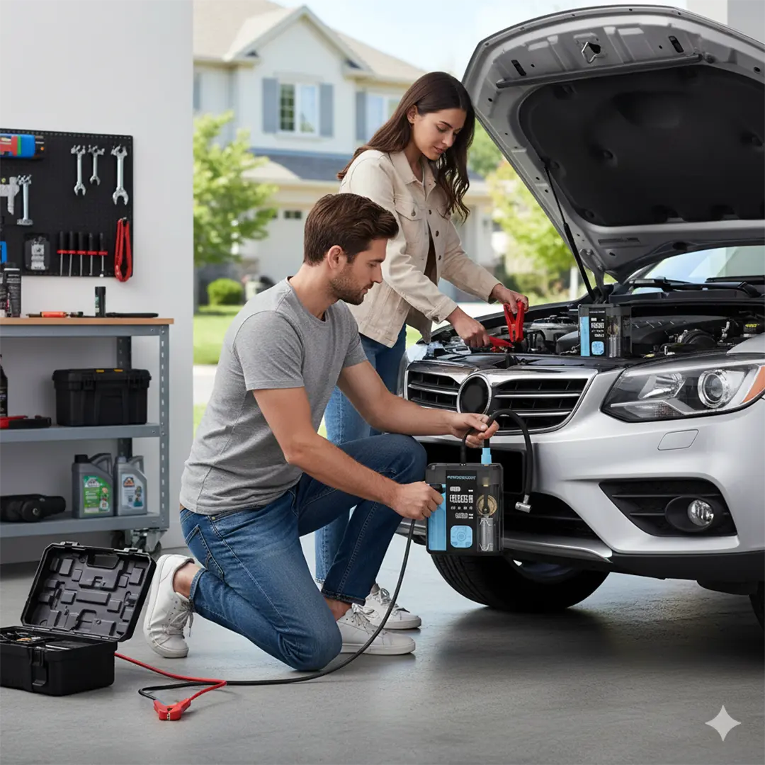 جامپ استارتر و پمپ باد پاورولوژی Powerology 3-In-1 Jump Starter & Tire Inflator 12 Powerology 3 In 1 Jump Starter Tire Inflator7
