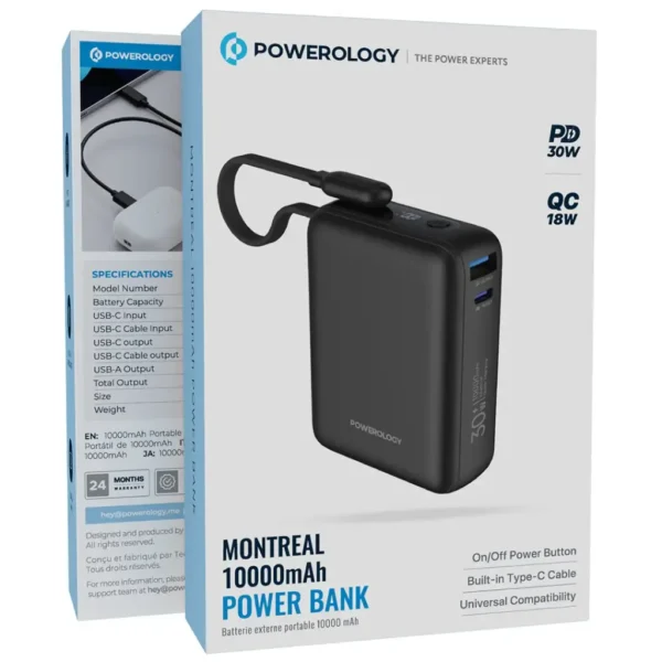 Alternative view of پاوربانک پاورولوجی مدل Montreal_PPBAM12 ظرفیت 10000 میلی آمپر ساعت